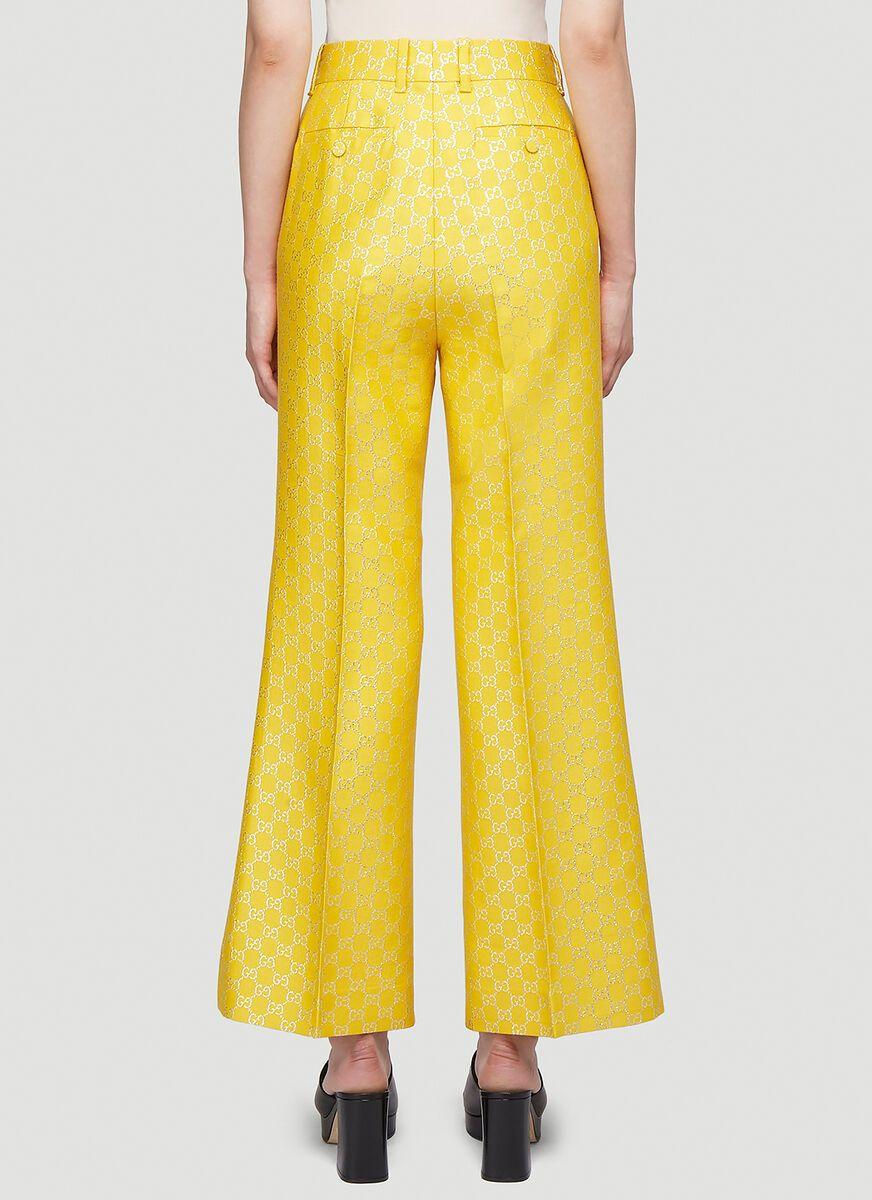 Gucci GG Lamé Wide Pants in Yellow | Lyst