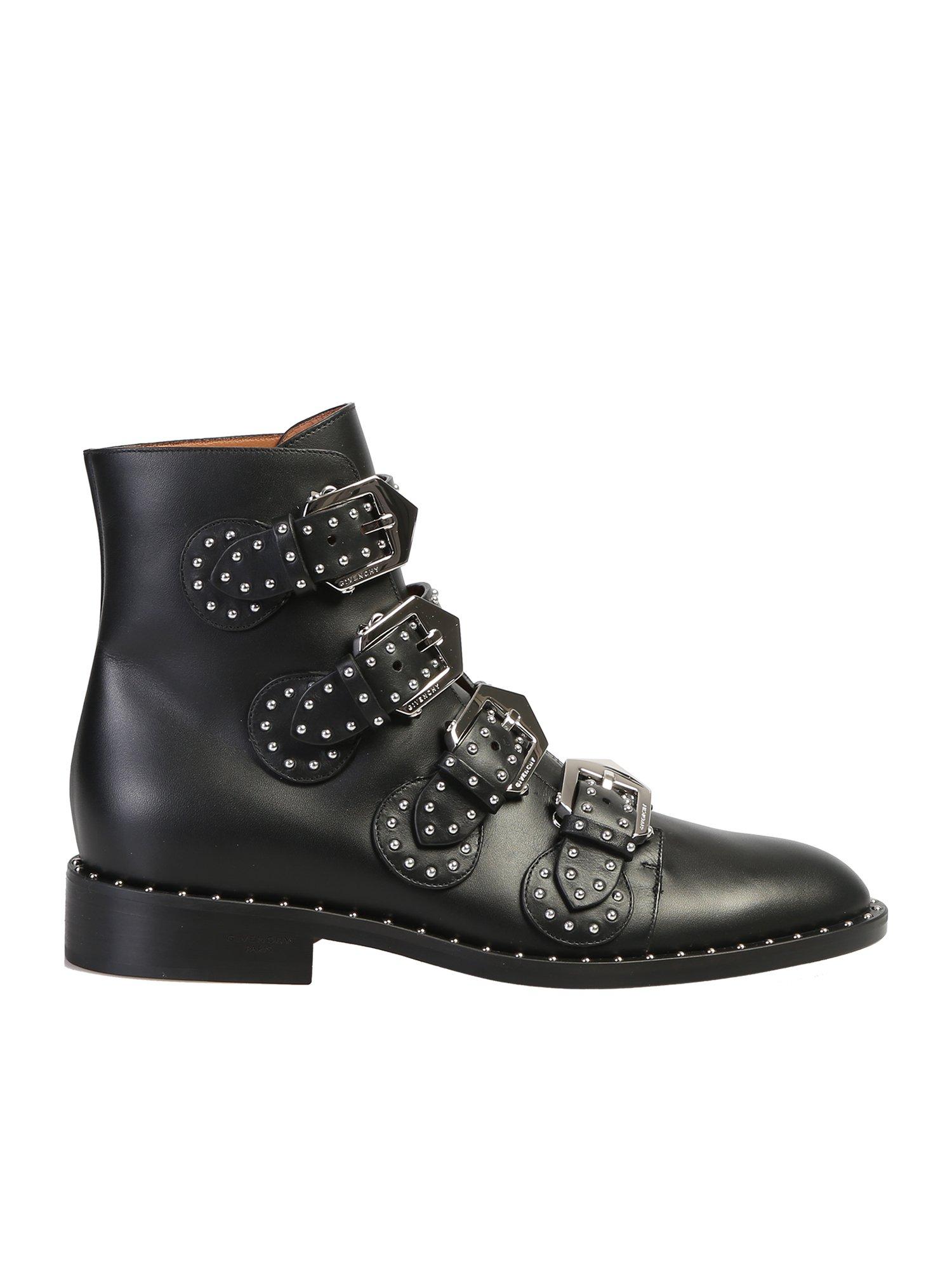 Givenchy Elegant Leather Studded Buckle Ankle Boots/booties in Nero ...