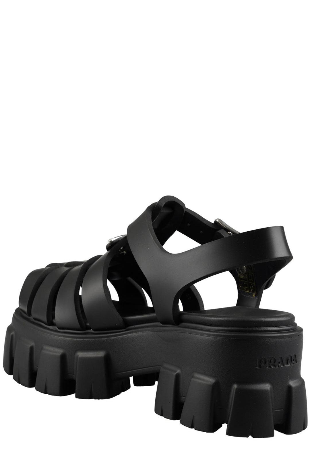 Prada Soft Cage Platform Sandals in Black | Lyst