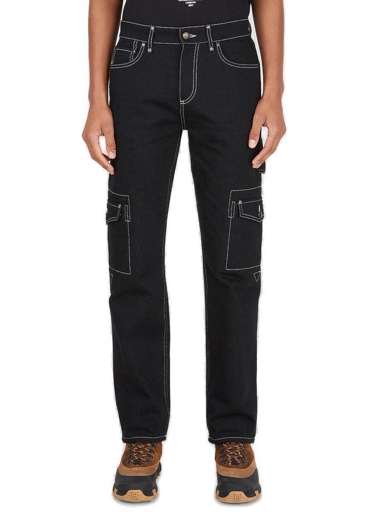 Burberry Straight Fit Topstitched Japanese Denim Jeans in Black for Men |  Lyst