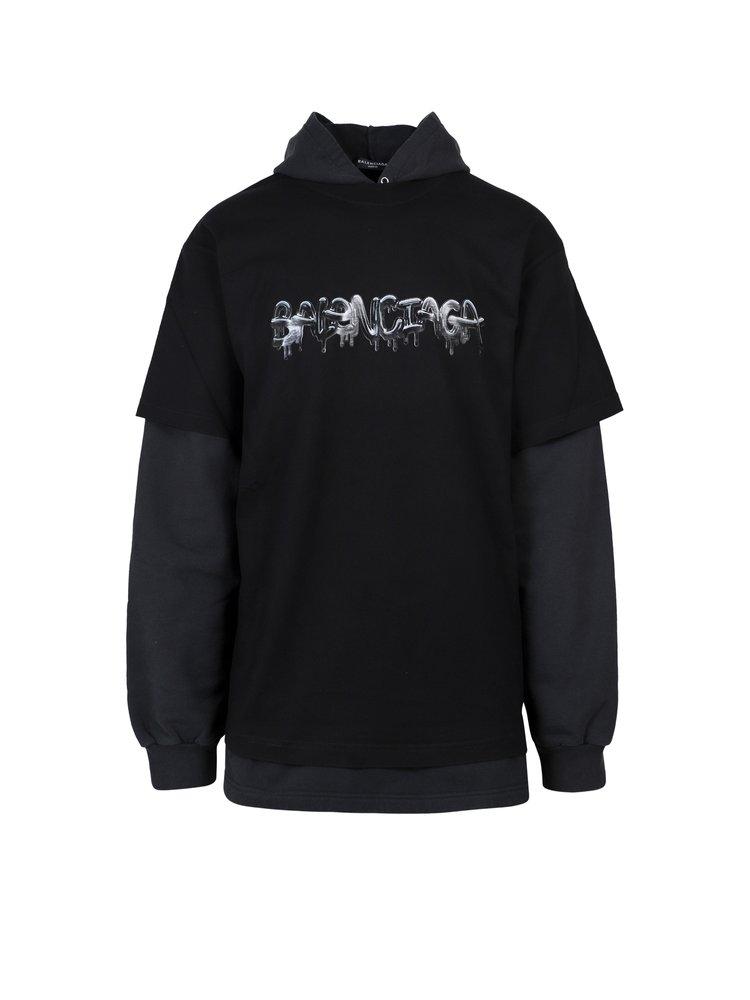 Balenciaga Xxxl Logo Hoodie With Tshirt In Ecru  Black  ModeSens