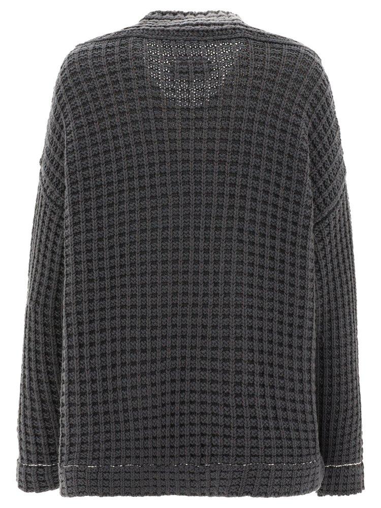 MM6 by Maison Martin Margiela Cable-knit Cardigan in Black | Lyst