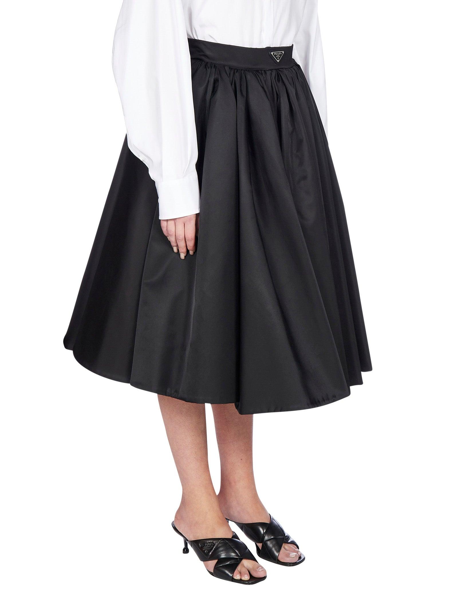 Prada Re nylon Gabardine Wide Midi Skirt in Black Lyst