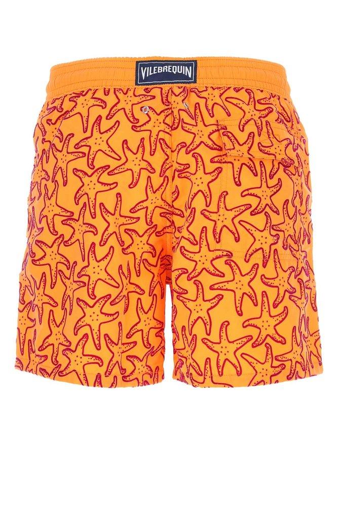 Vilebrequin Men's Swim Trunks Flocked Starlettes - Orange