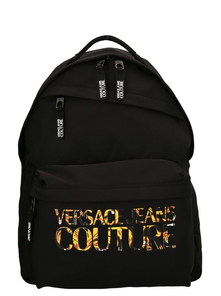 Versace Jeans Couture Logo Embossed Zipped Backpack in Black for Men | Lyst