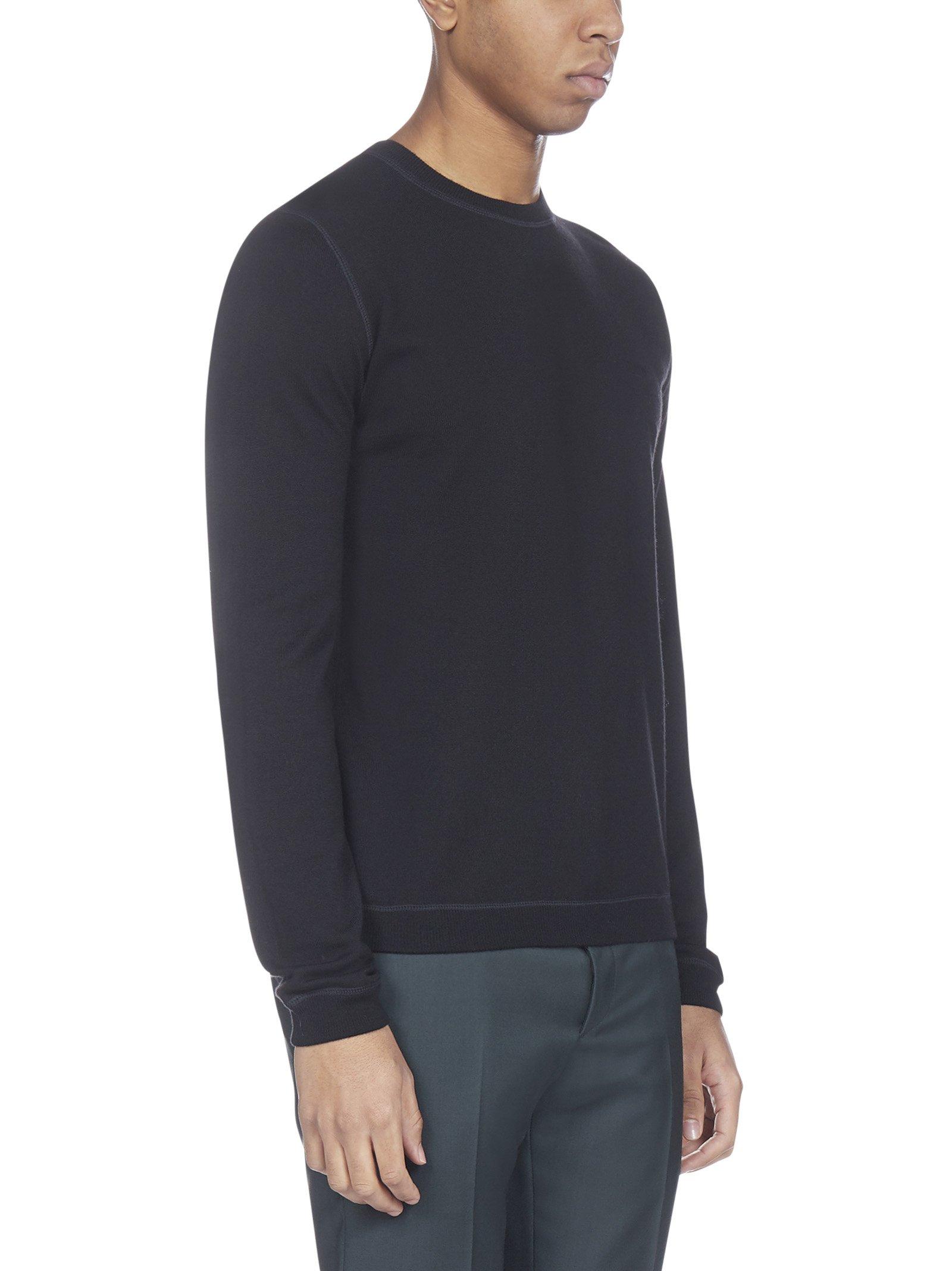 Prada Wool Logo Embroidered Sweater in Black for Men - Lyst