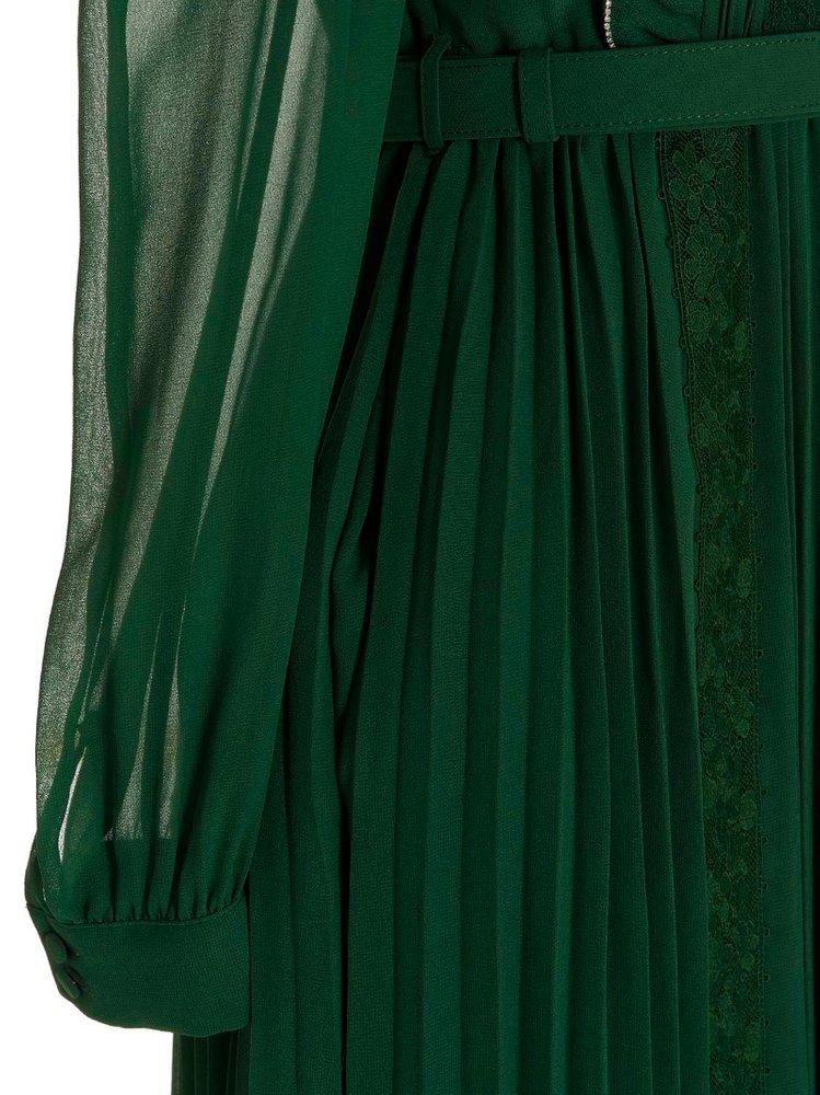 Self portrait green chiffon deals dress