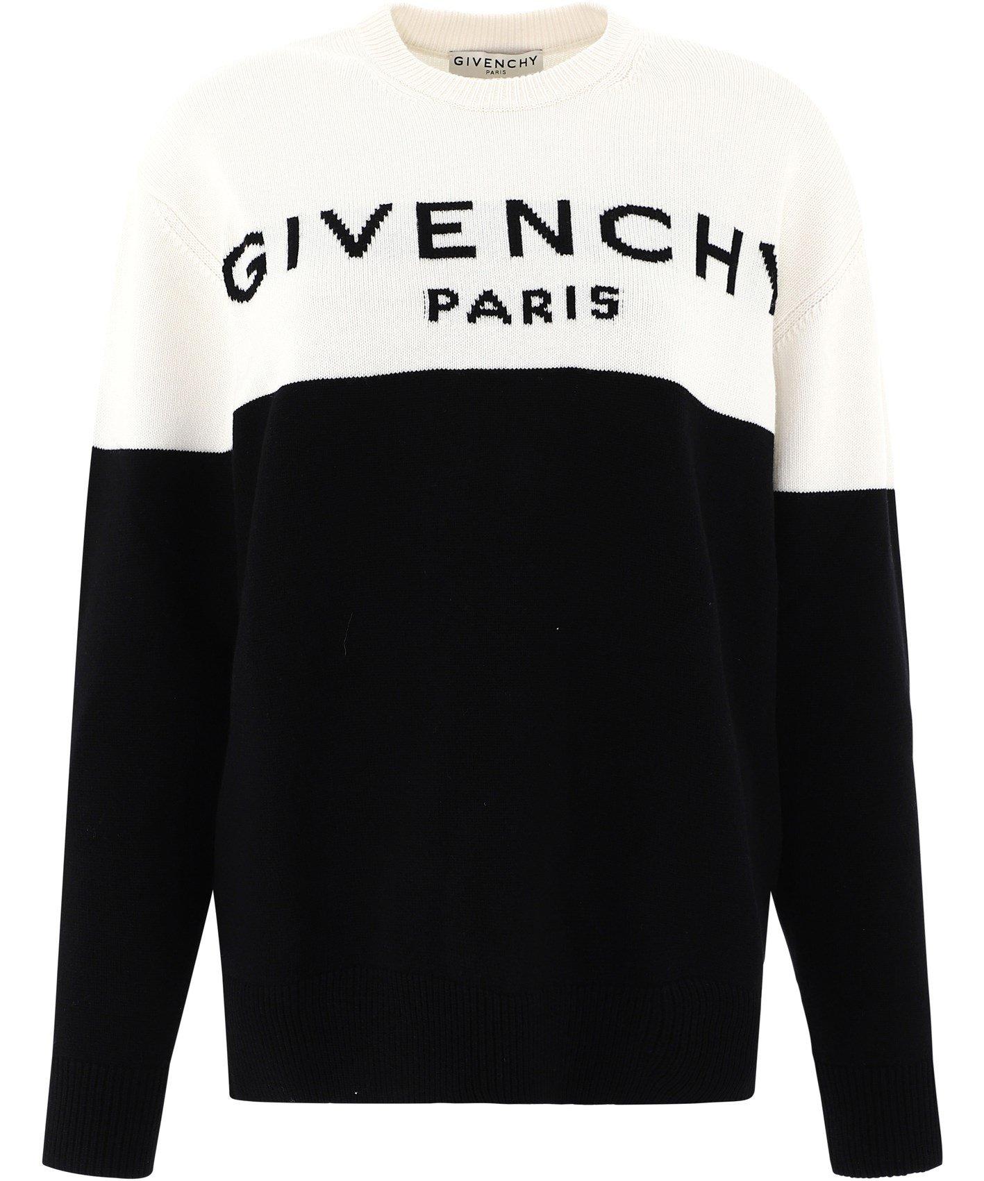 Givenchy Two-tone Intarsia Cashmere Sweater in Black/White (Black) | Lyst