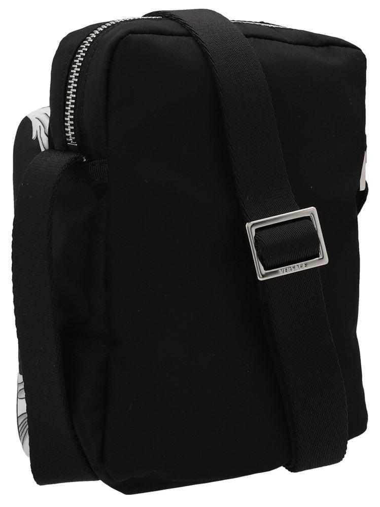 Black Mens Bags Messenger bags for Men Versace Baroque Crossbody Bag in Black,White 