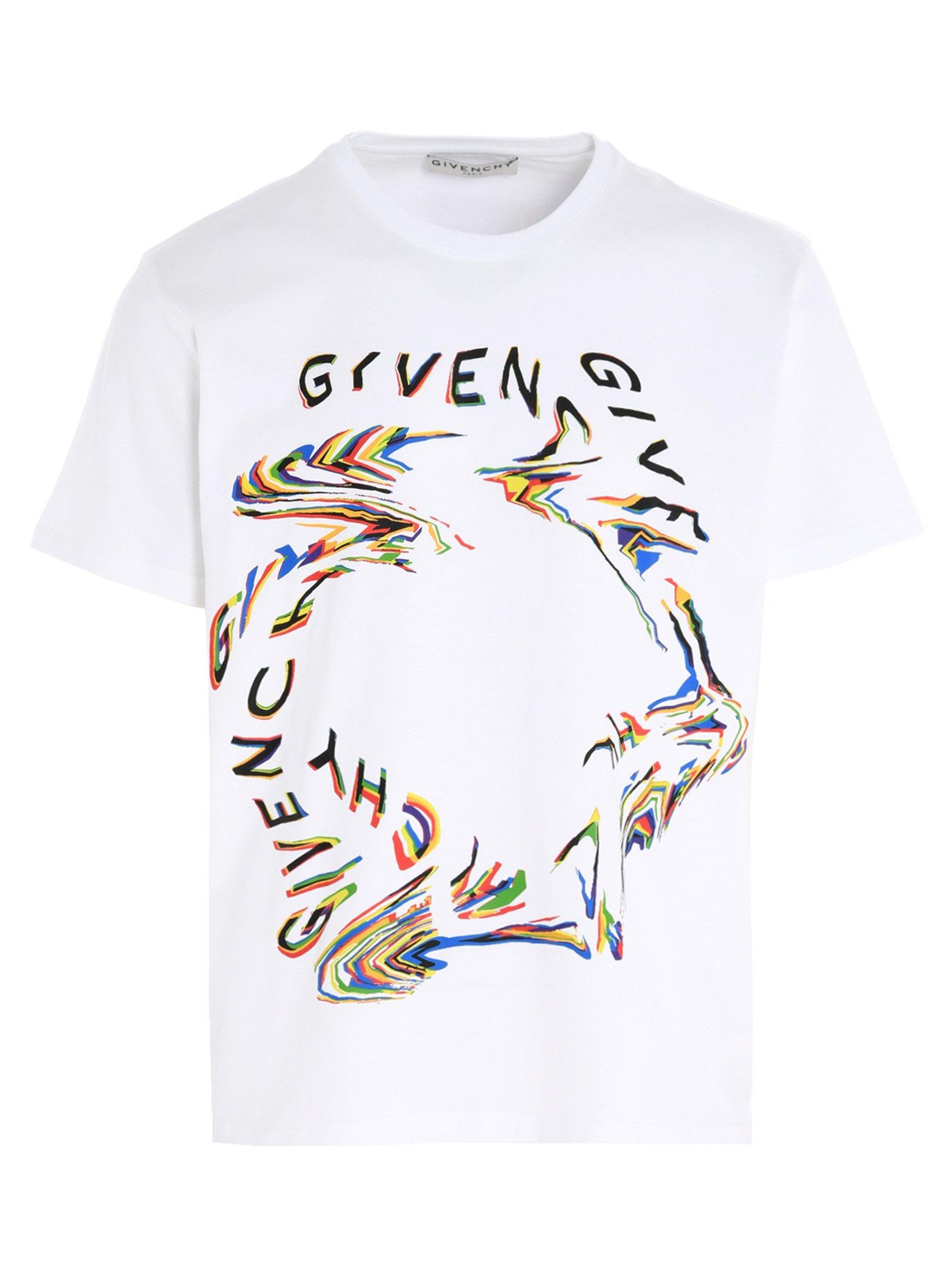 Givenchy Cotton Glitch Logo Regular-fit T-shirt in White for Men 