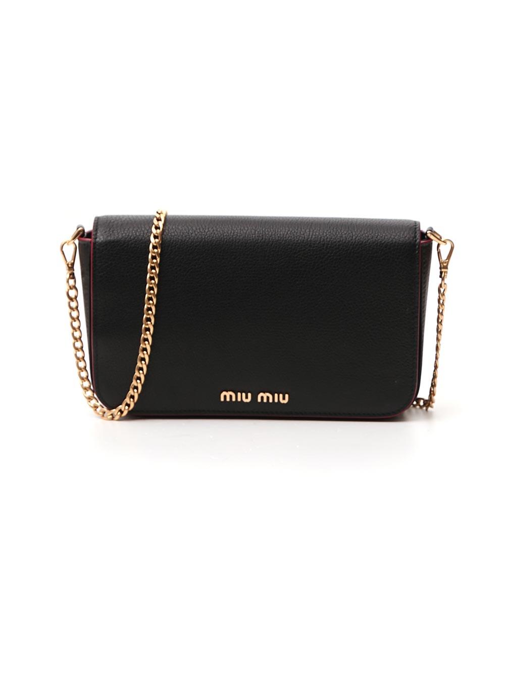 Miu Miu Leather Matelassé Mini Clutch Bag in Black Lyst