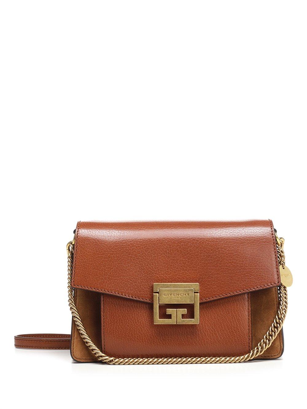 Givenchy Gv3 Small Leather & Suede Shoulder Bag in Brown | Lyst