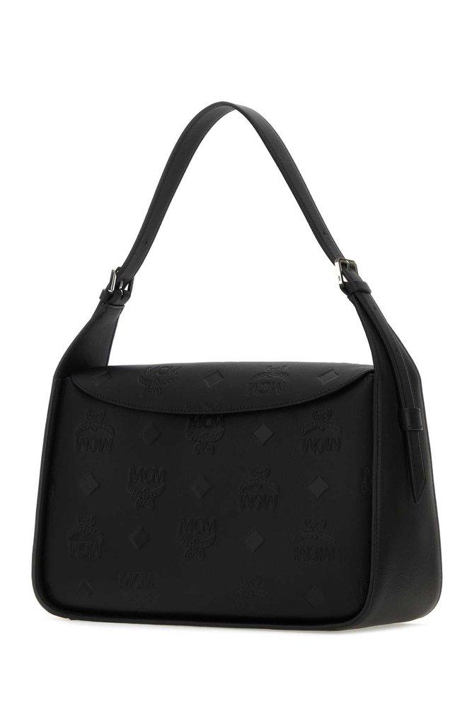 MCM Aren Monogram Embossed Hobo Bag in Black Lyst