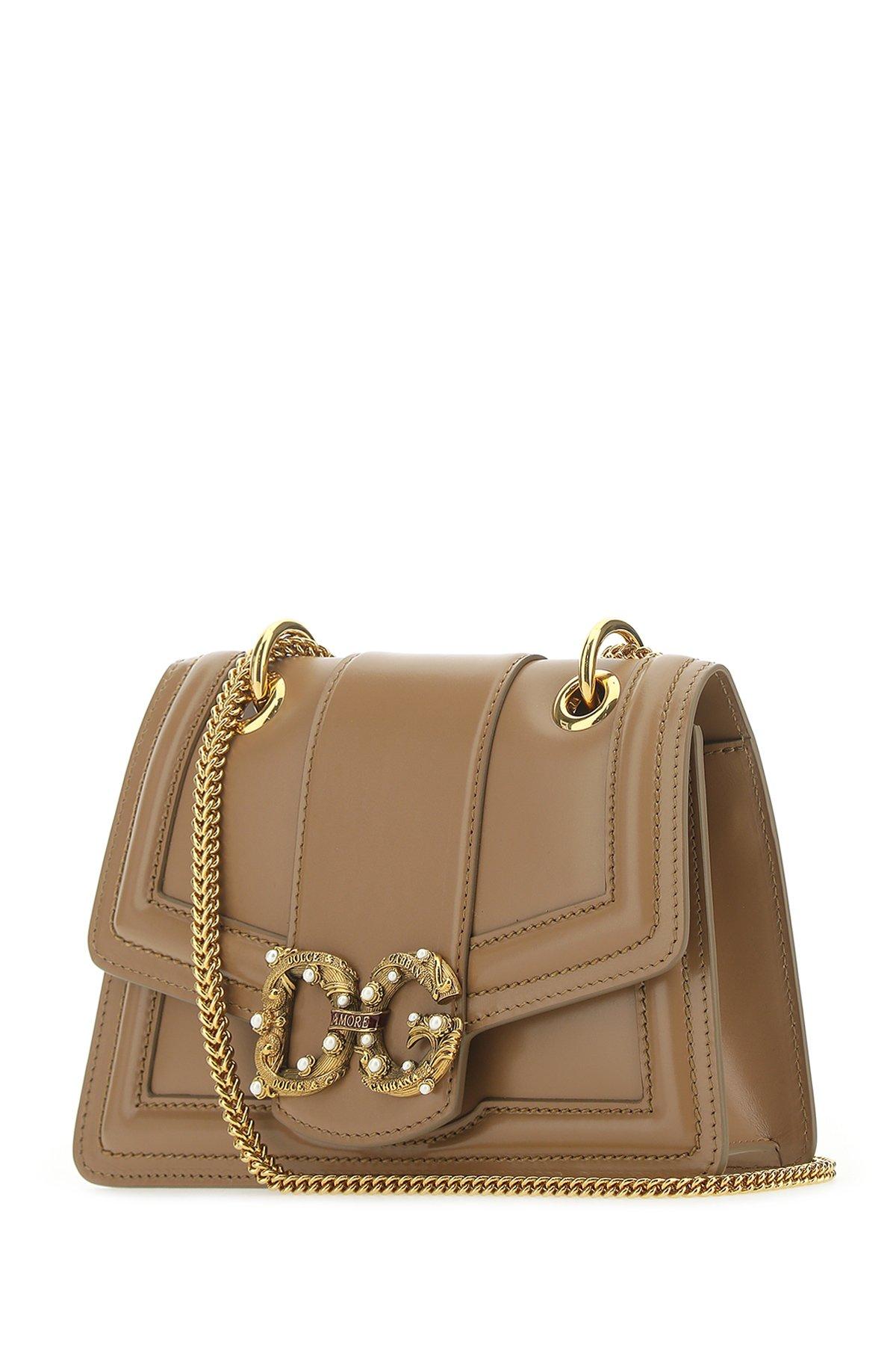 Dolce & Gabbana Leather Small Dg Amore Shoulder Bag in Beige (Natural ...