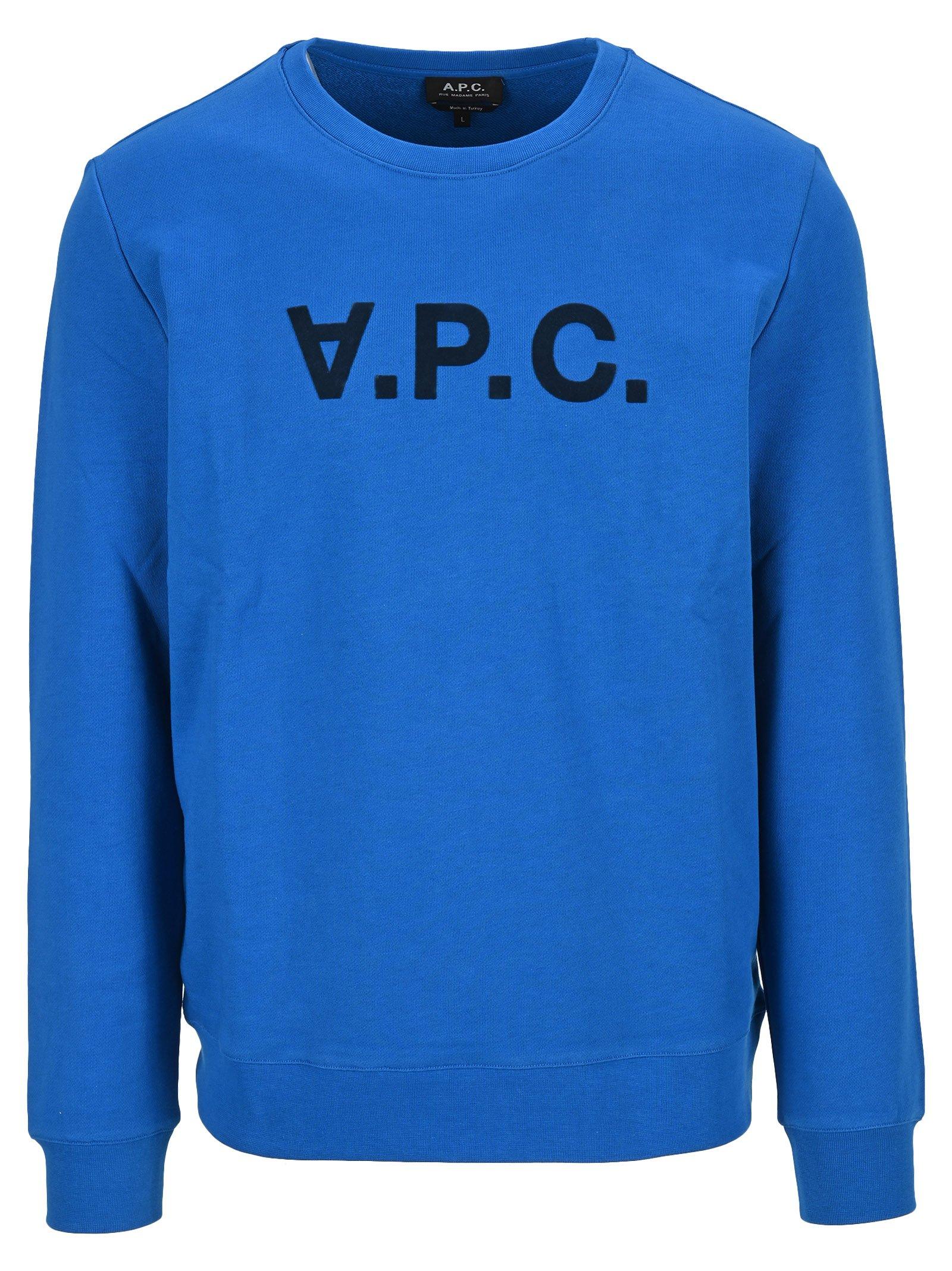 A.P.C. Cotton Vpc Logo Crewneck Sweatshirt in Blue for Men - Lyst
