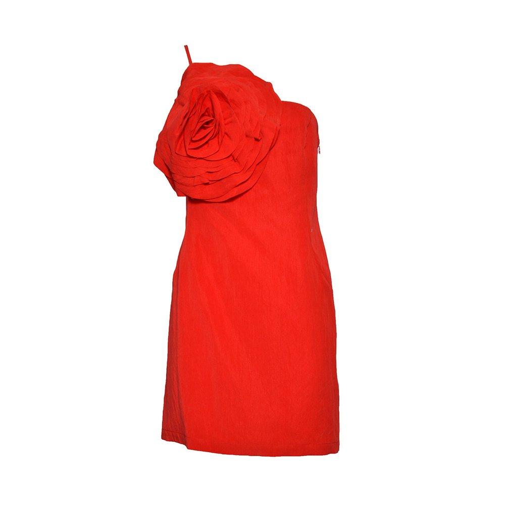Blumarine Rose Patch One-Shoulder Mini Dress in Red | Lyst