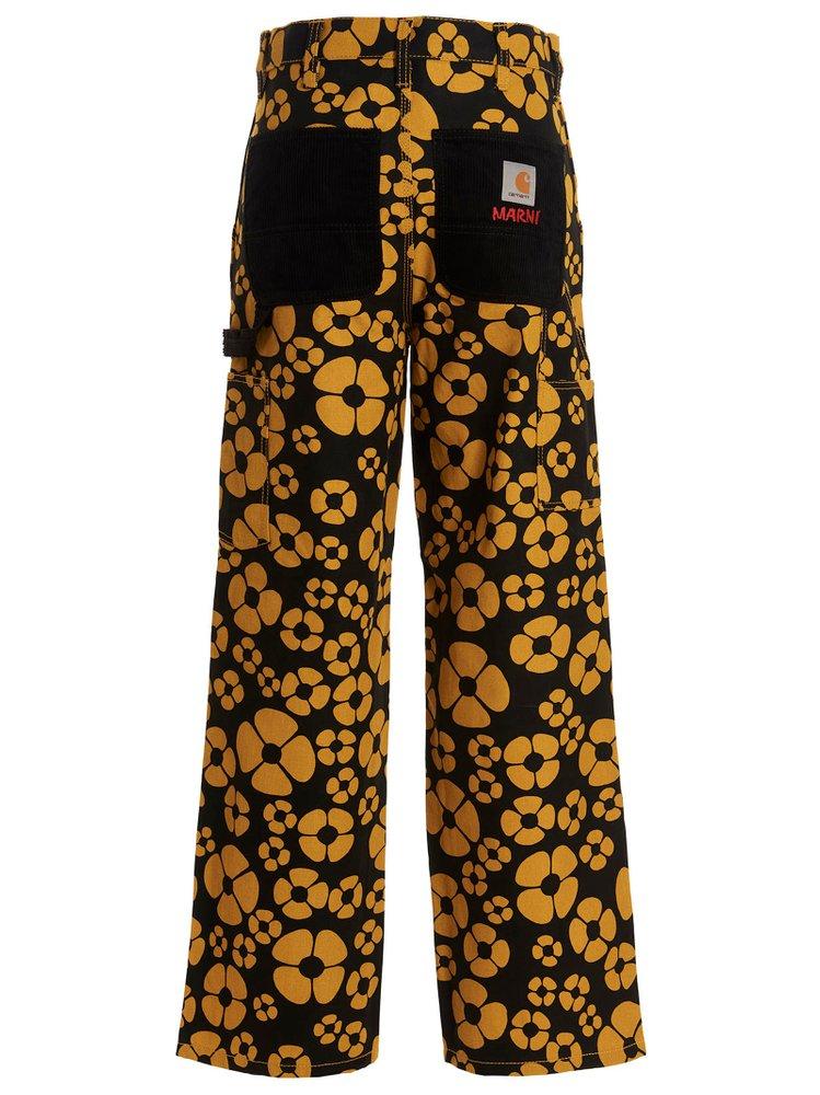 MARNI Cropped floral-print cotton-poplin tapered pants