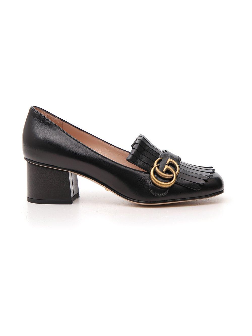 Gucci Leather Mid-Heel Marmont Pump in Black | Lyst