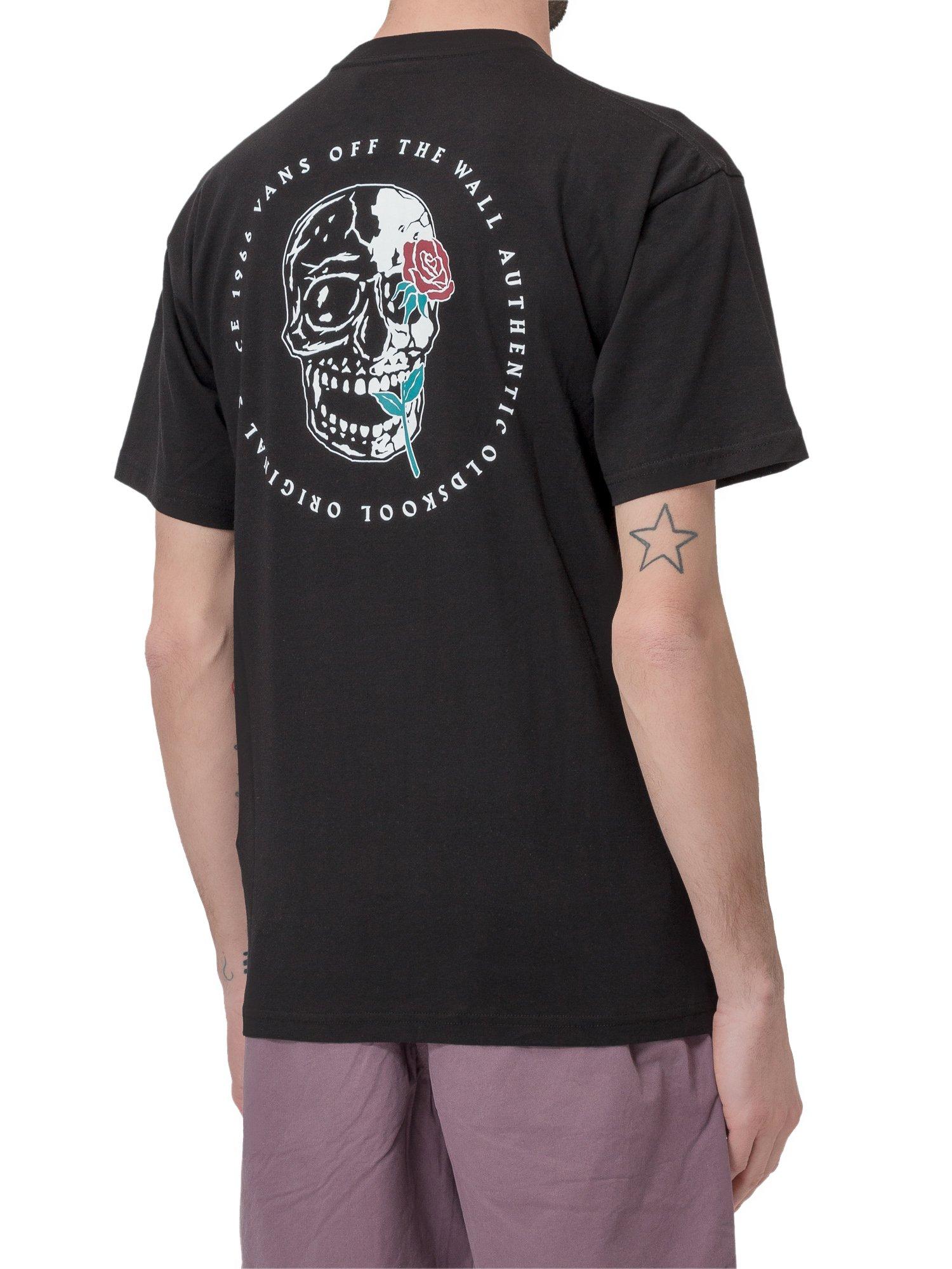 Vans Cotton Coming Up Roses Skull Print T-shirt in Black for Men - Lyst