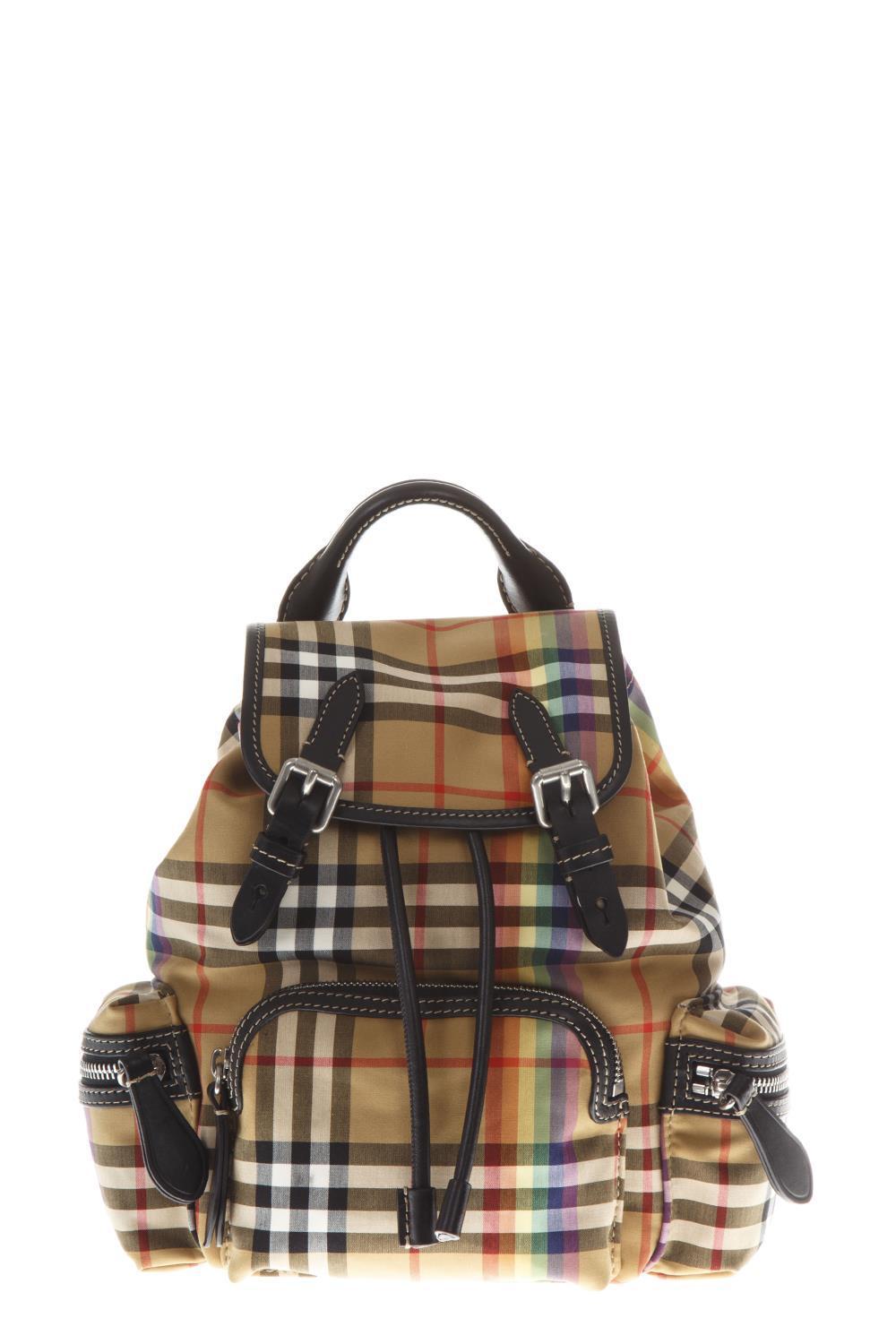 Burberry Camel The Medium Rucksack In Vintage Check Nylon | Lyst