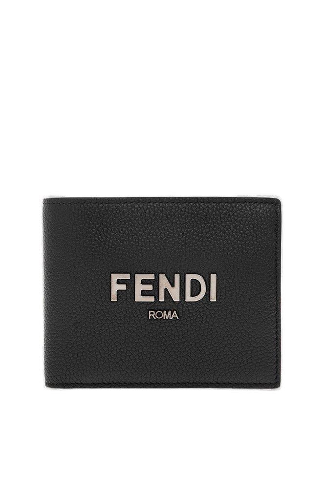 Fendi Logo Lettering Bi-fold Wallet in Black for Men | Lyst