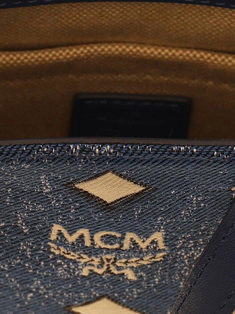 Mcm Small Aren Denim Shoulder Bag - Blue