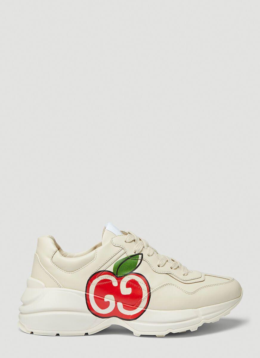Gucci Leather Rhyton GG Apple Sneakers in White - Lyst