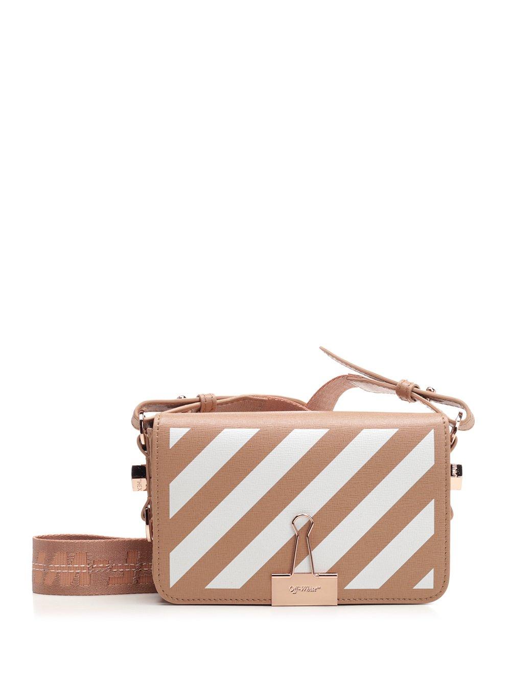 Off-White c/o Virgil Abloh Diag Mini Flap Bag In Nude And White