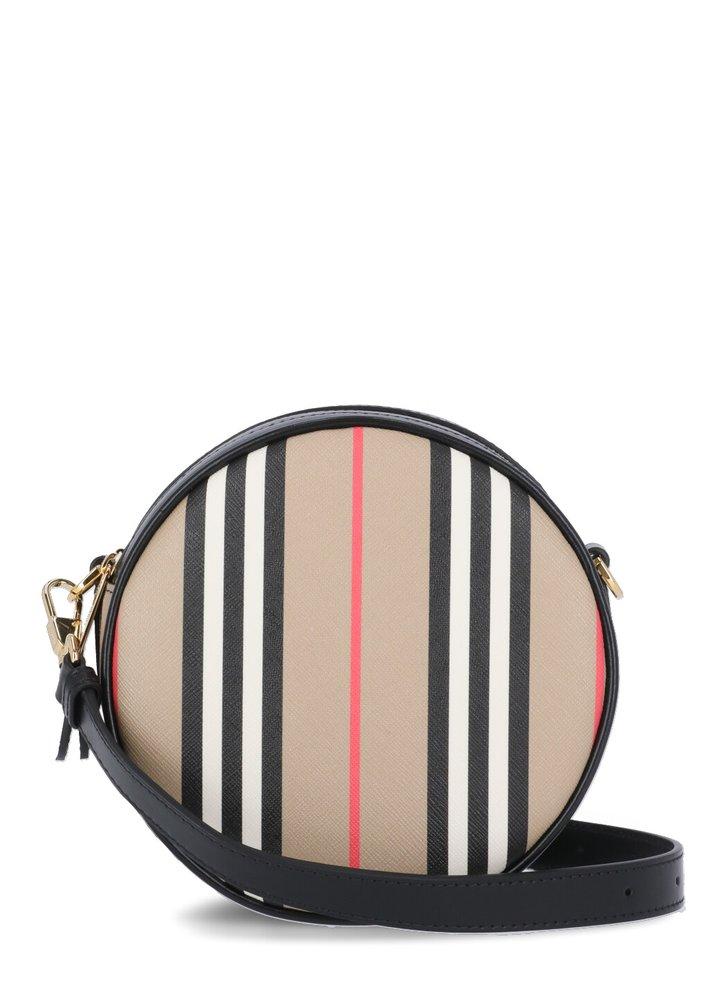 Burberry Louise Icon Stripe Round Crossbody Bag in Natural