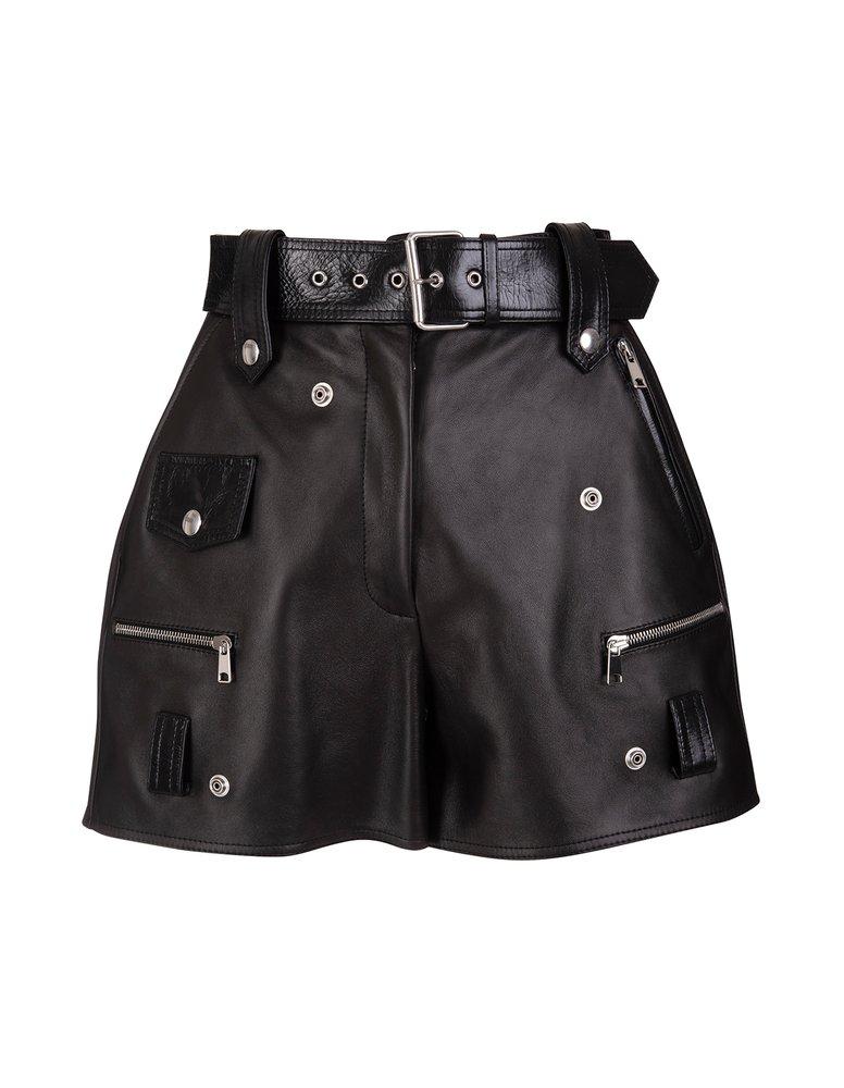 Alexander McQueen Leather Shorts With Belt And Studs in Black | Lyst