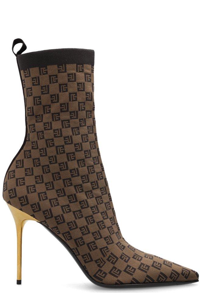 BALMAIN 26S BOOTS 105 MM IN BLACK FLYKNIT STYLE 19