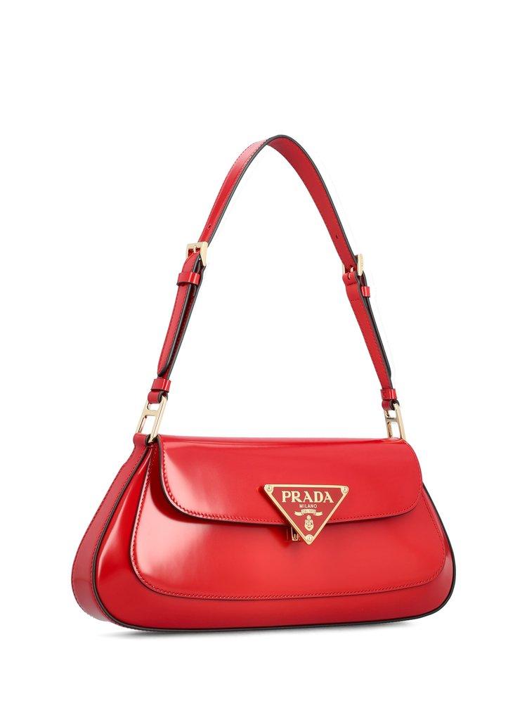 Prada Cleo Leather Shoulder Bag in Red | Lyst