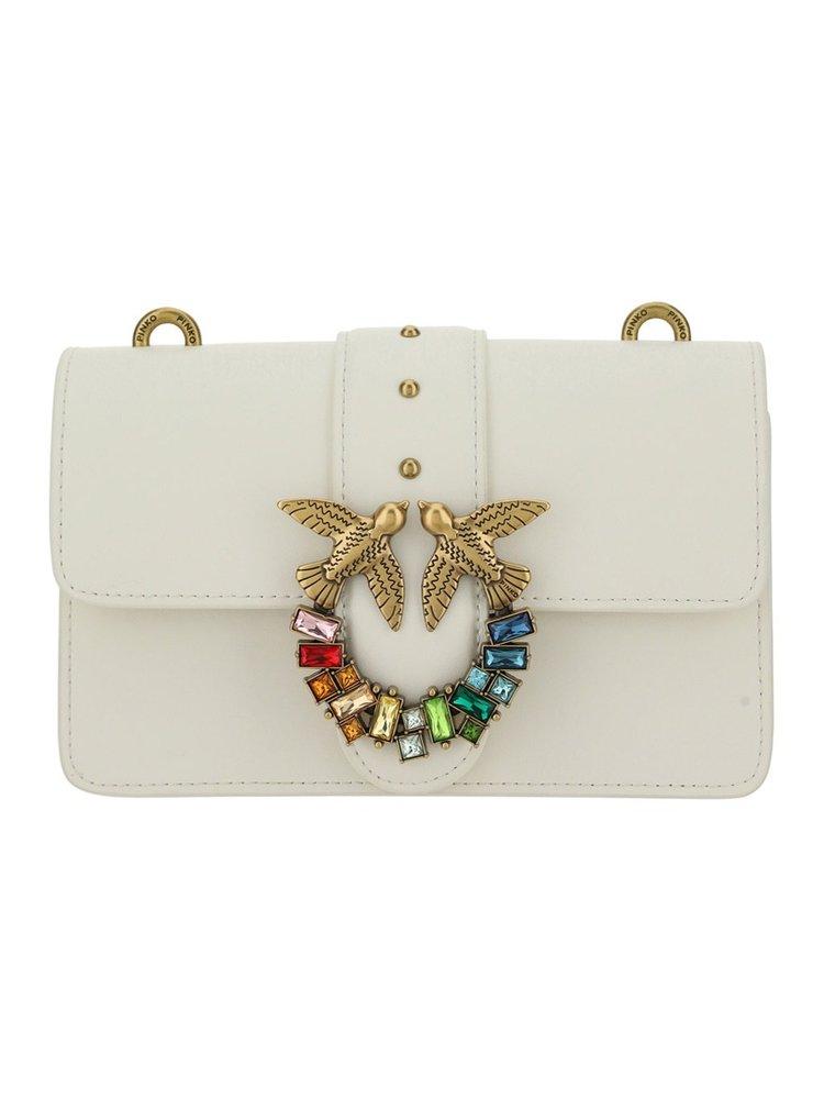 Pinko Jewel Embellished Small Shoulder Bag in White | Lyst