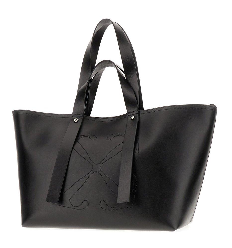 Off-White Arrows-stitch leather tote bag - Black