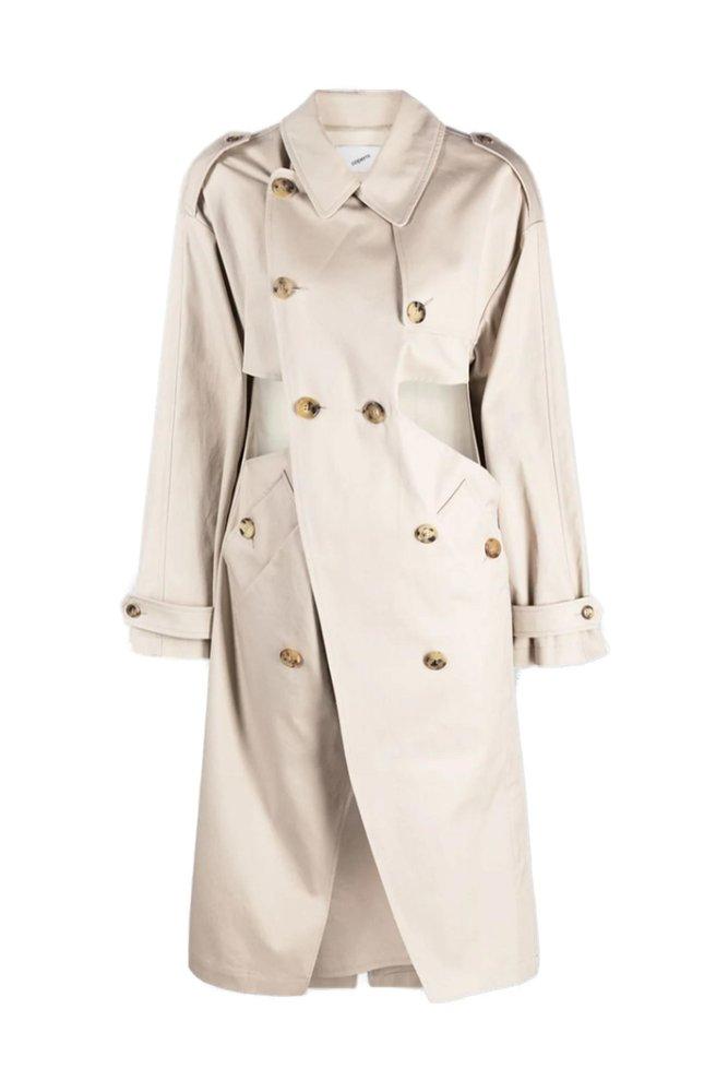 Coperni Double Breasted Cut-out Detailed Trench Coat in Natural | Lyst