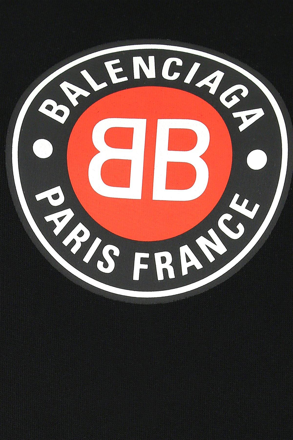 Balenciaga Cotton Logo Printed Hoodie in Black - Lyst