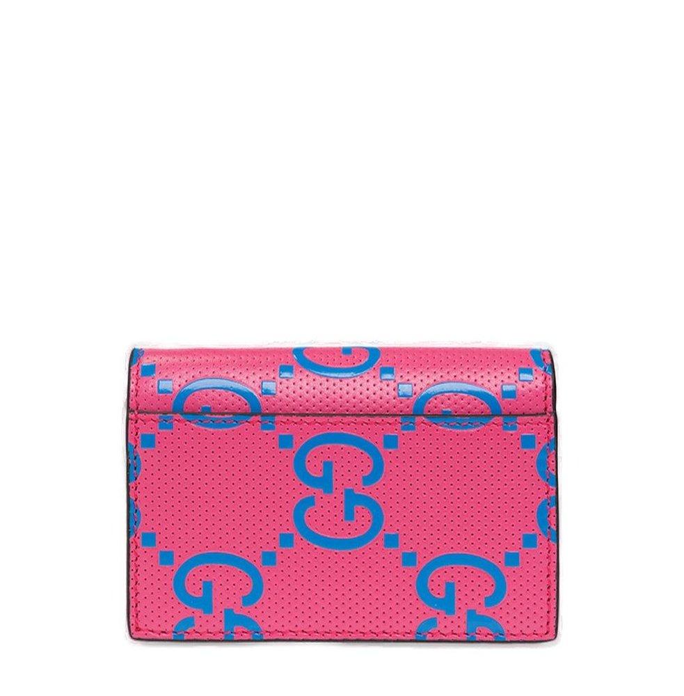 Gucci Monogram Printed Card Holder in Pink for Men | Lyst