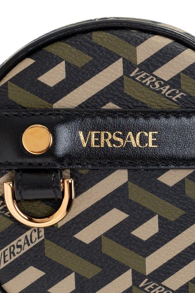 Versace Black Leather V Greca Signature Belt Bag Versace