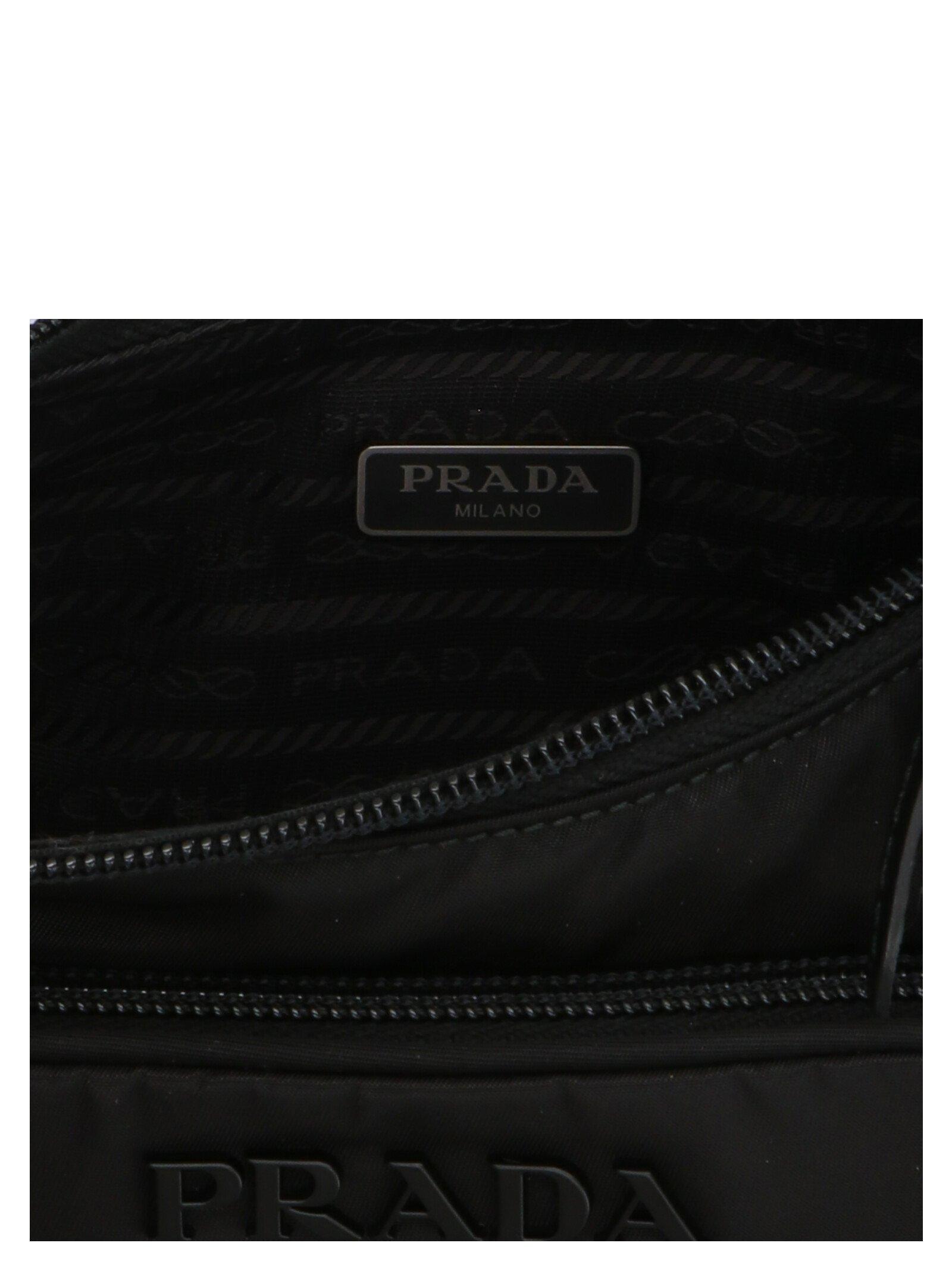 100% Authentic Prada Black Braided Leather Metal Handle Nylon 