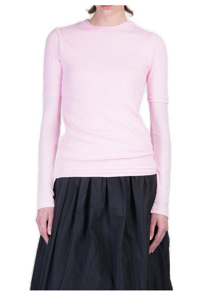 Tシャツ・カットソー JIL SANDER Women Tops J03DL0183J66147 Pink Jil Sander Pink Logo T-Shirt - Pink | Garmentory