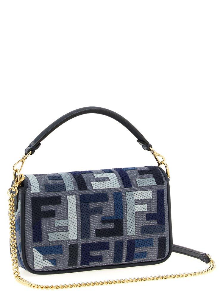 ショルダーバッグ・ポシェット Fendi Baguette Mini Blue canvas bag with FF embroidery Baguette Mini Fabric Blue | Fendi