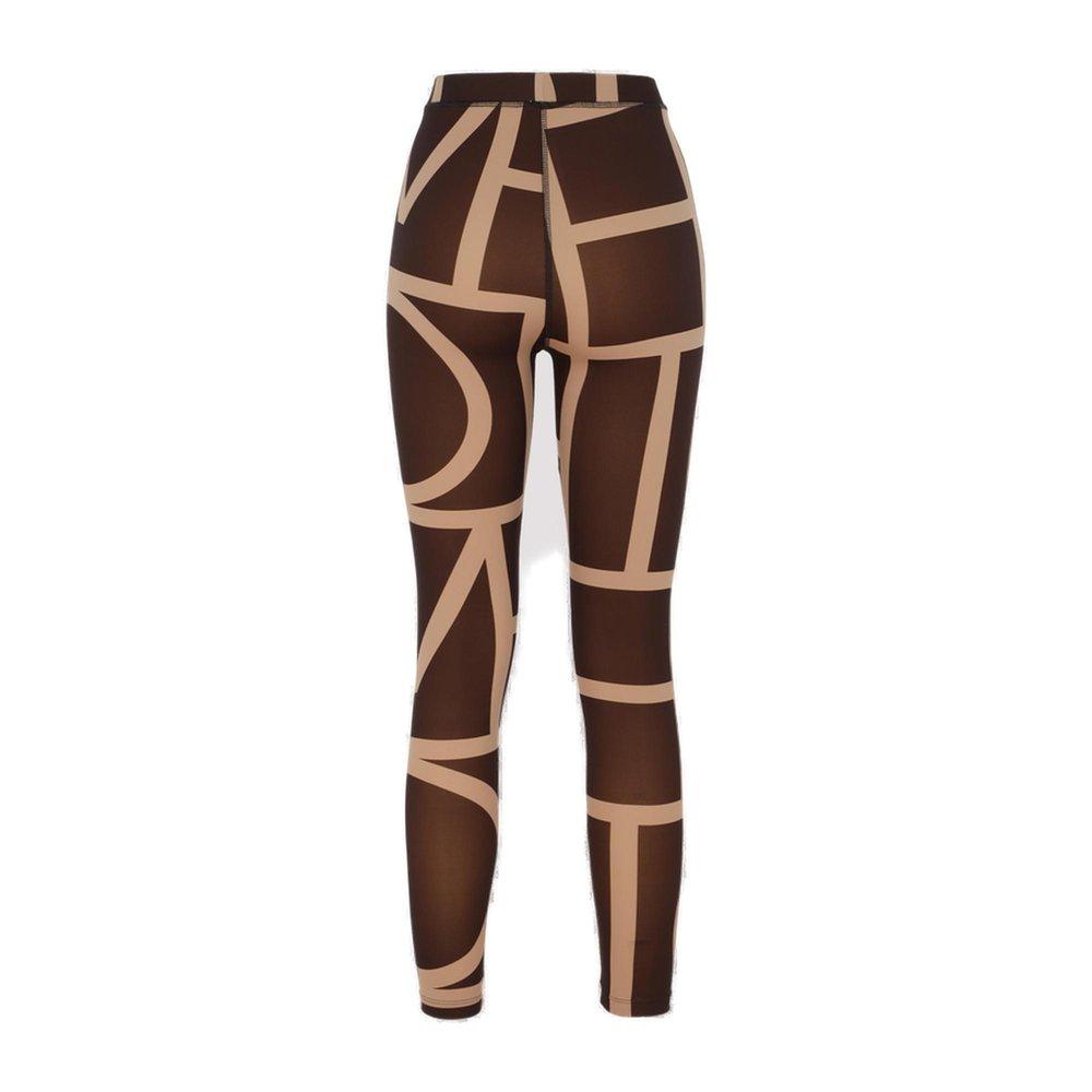 Totême Geometric-print Slim-cut Leggings in Brown