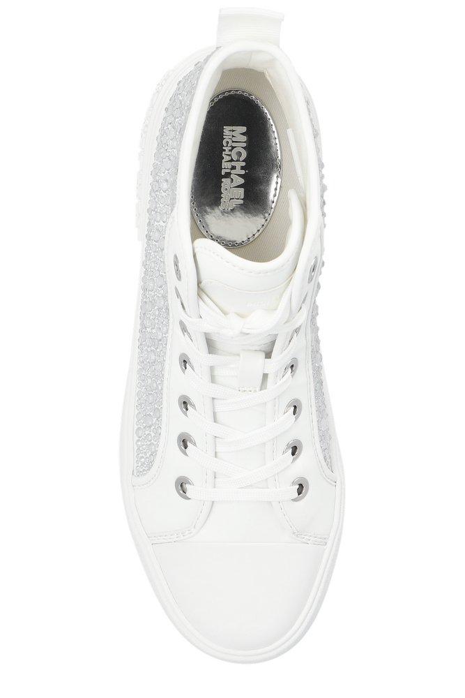 MICHAEL Michael Kors Evy Embellished Scuba High-top Sneakers in White | Lyst