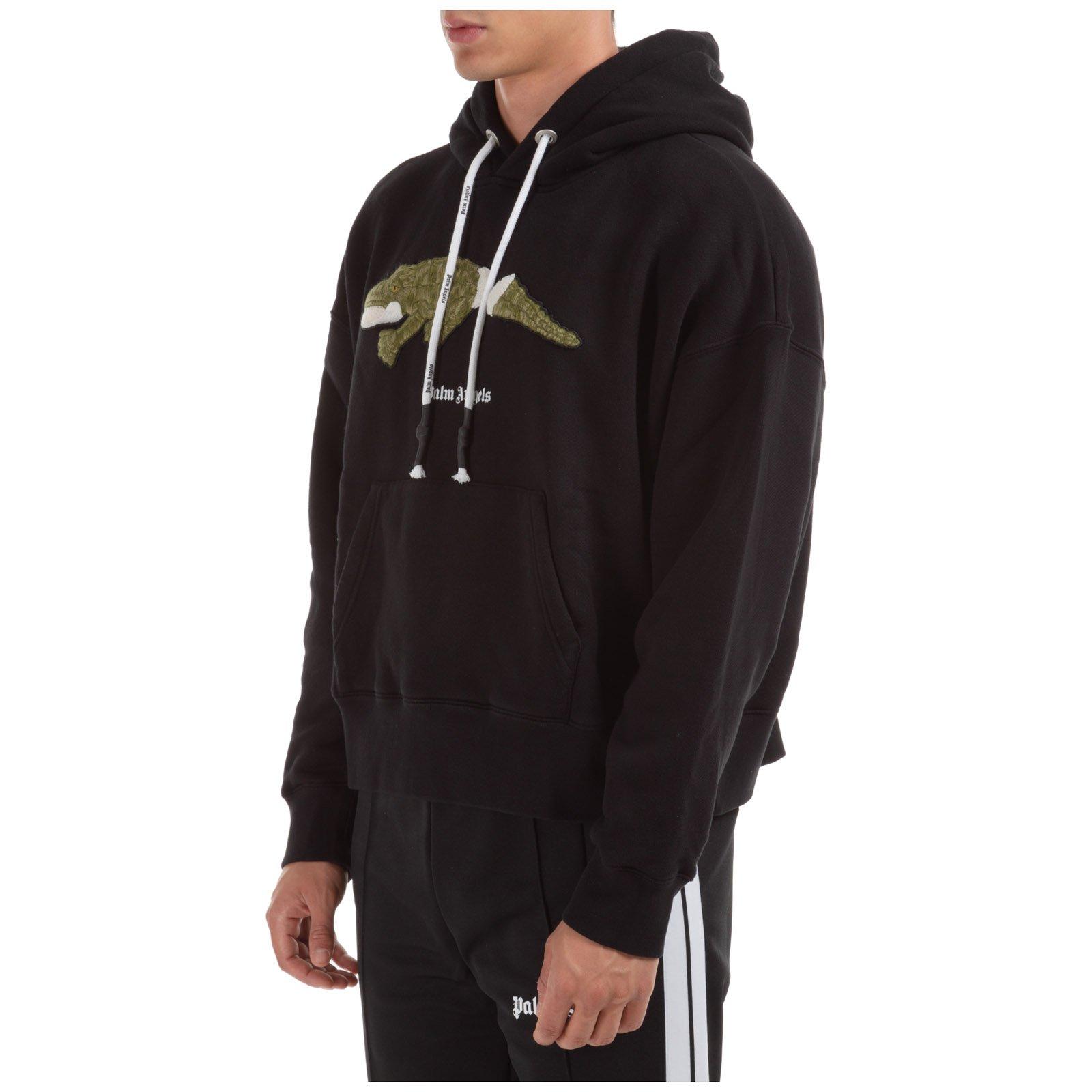 Palm Angels Cotton Crocodile Hoodie in Black - Green (Black) for 