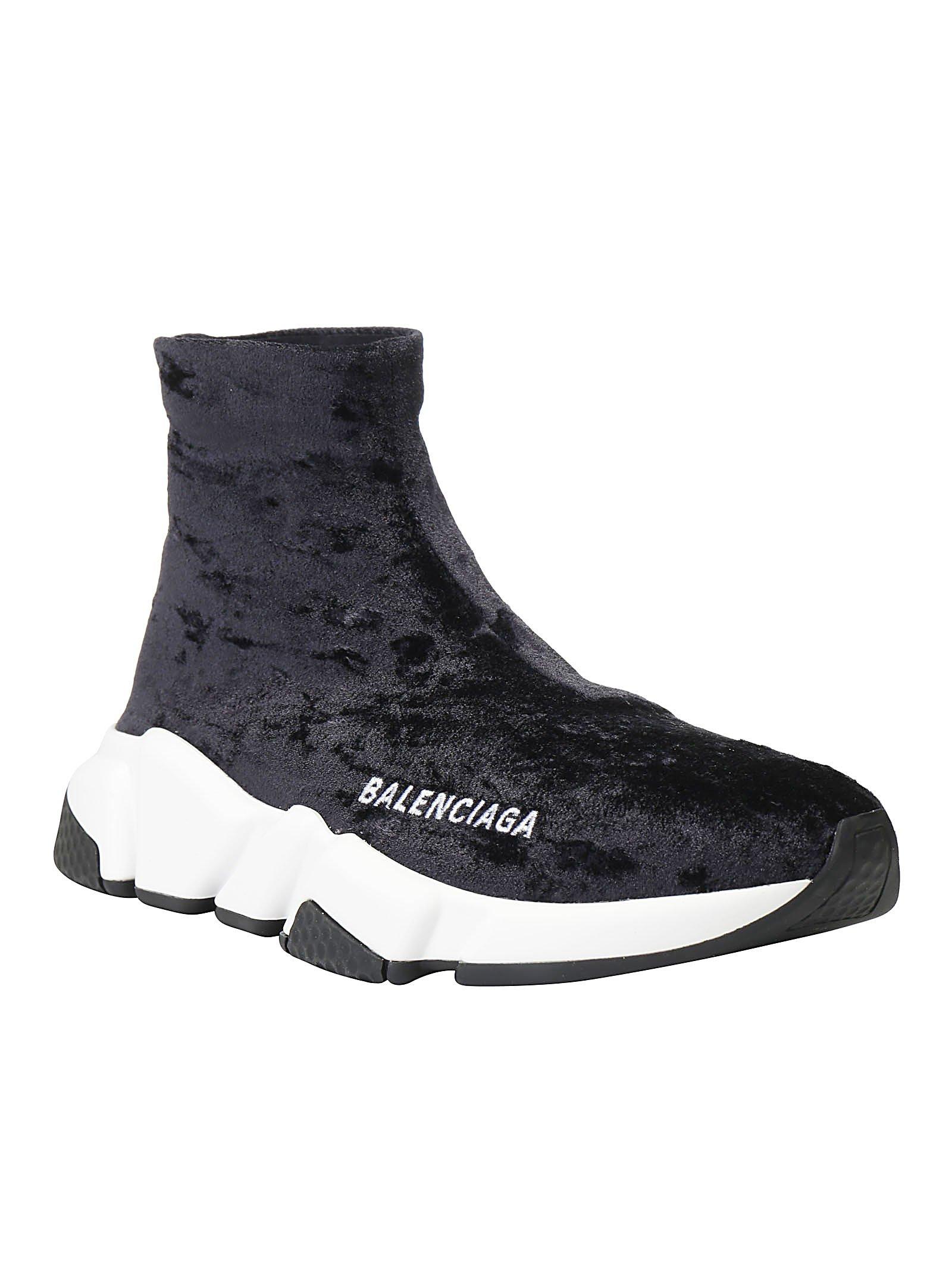 Balenciaga Speed Slip-on Velvet Sneakers in Black - Lyst