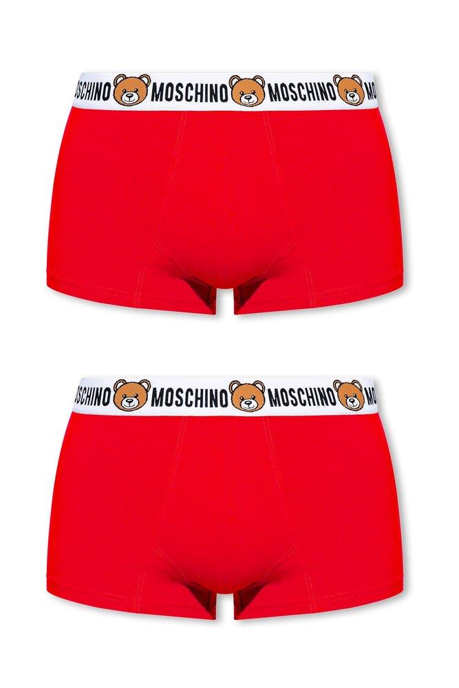 Moschino Logo Waistband 2-pack Boxers in Red for Men