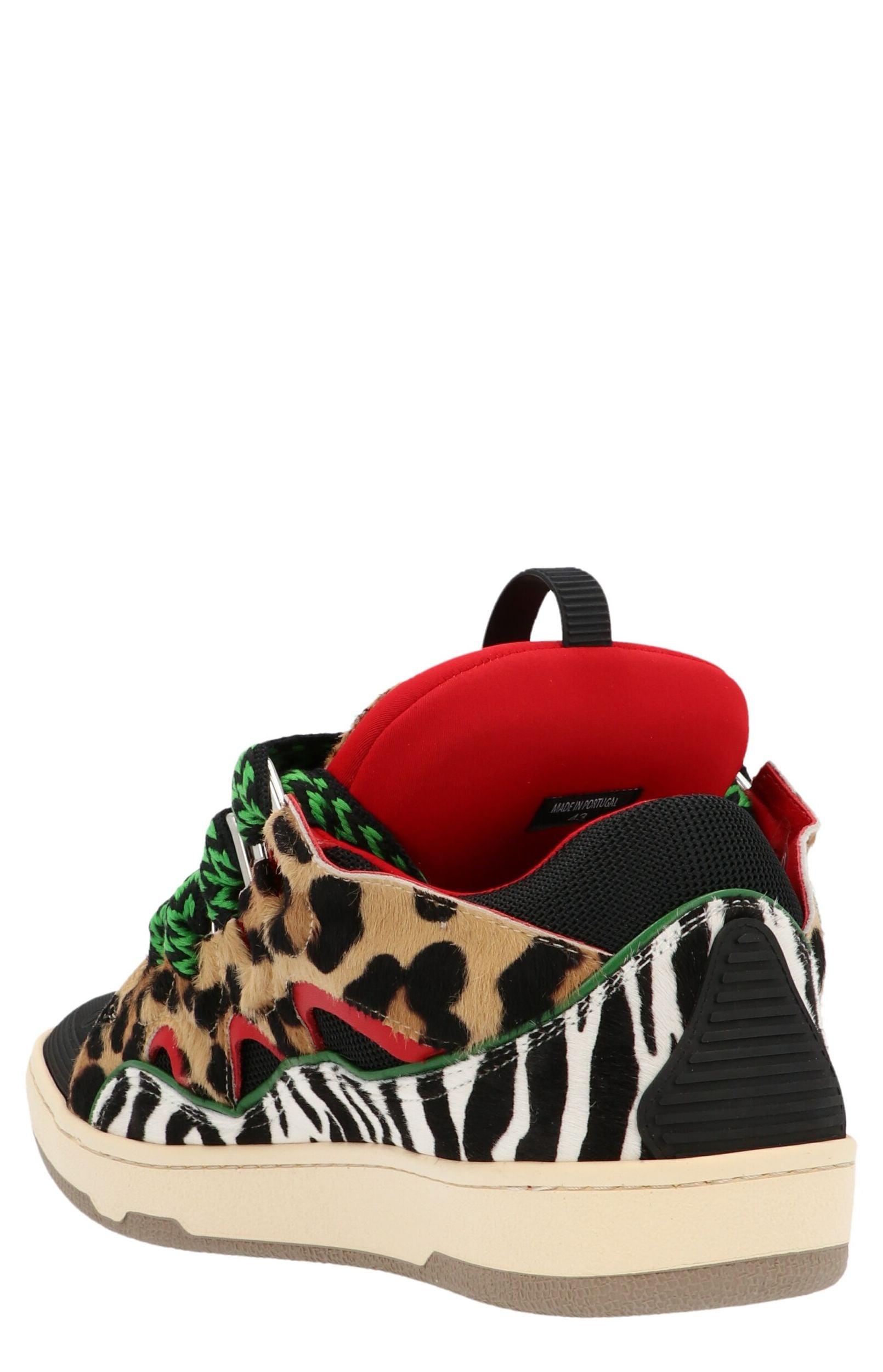 Lanvin Curb Leopard Printed Sneakers in Green for Men | Lyst