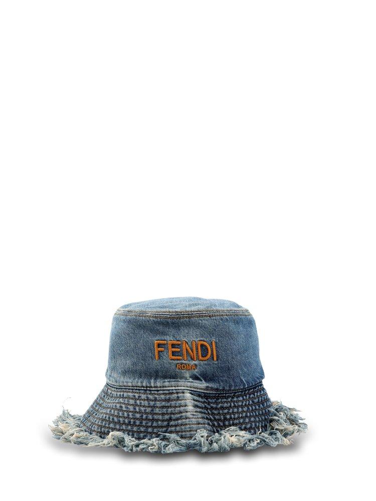 Fendi Logo Embroidered Denim Bucket Hat in Blue for Men | Lyst