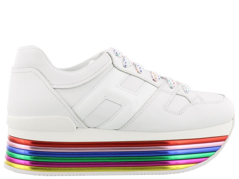 Hogan Rainbow Platform Sneakers in White | Lyst