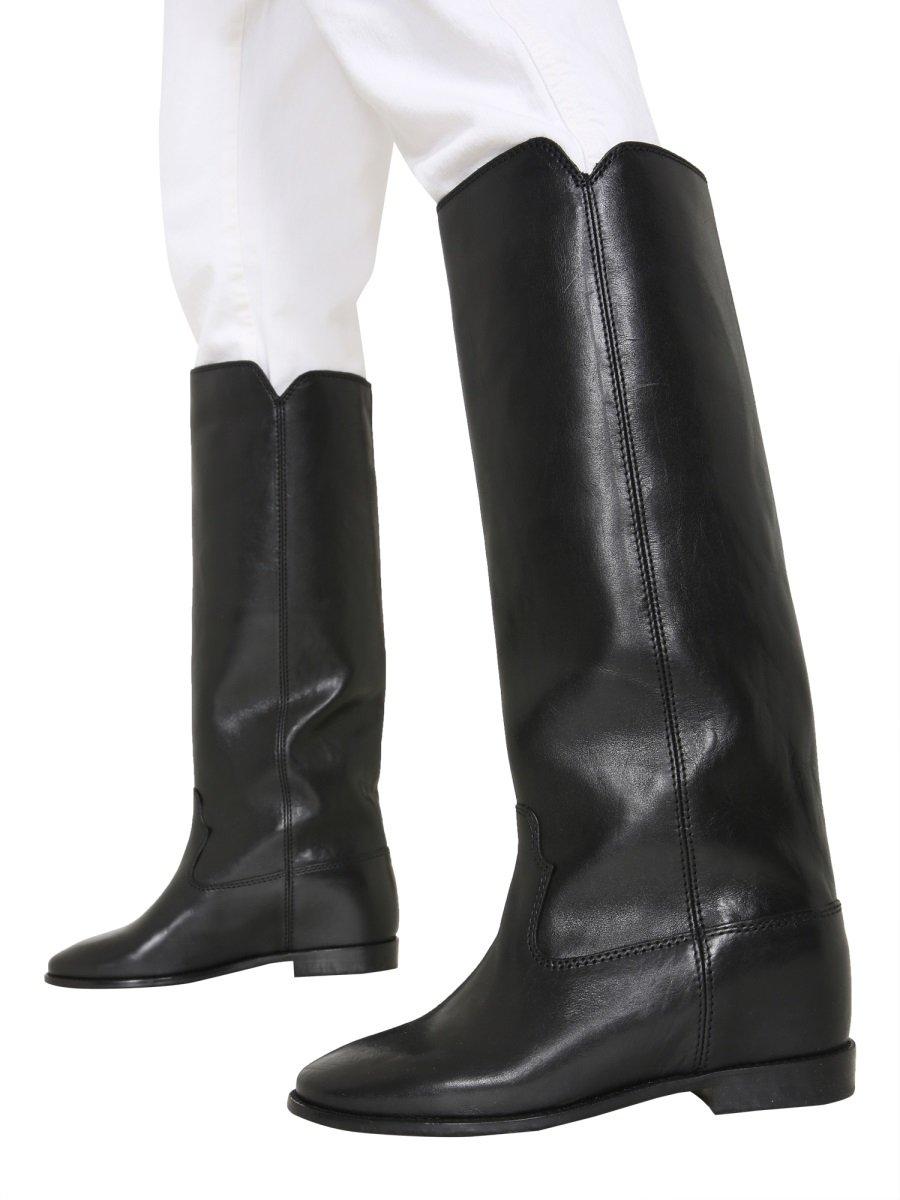 Isabel Marant Chess Leather Boots in Black | Lyst